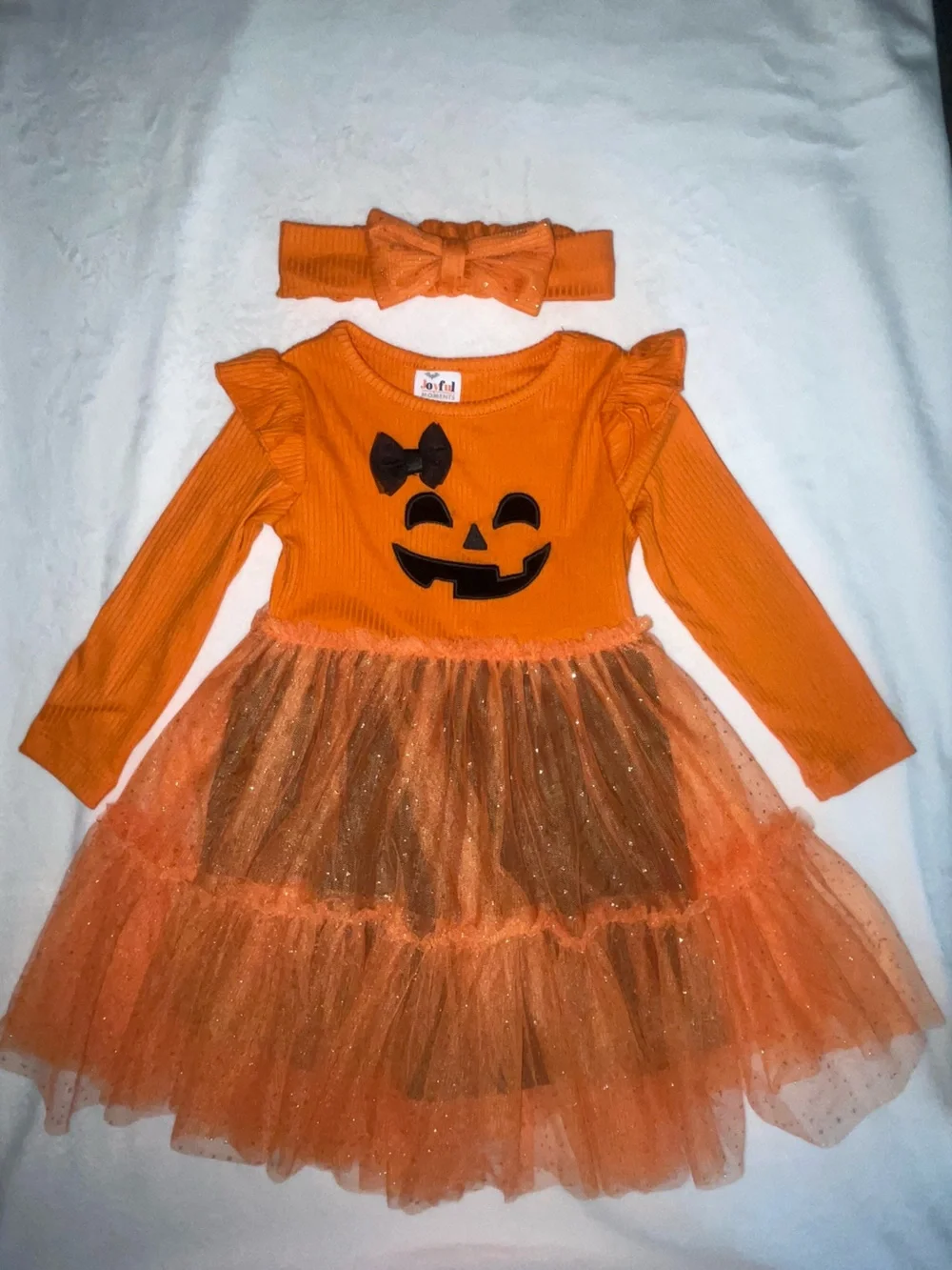 & Other Stories Orange Pumpkin Tulle Dress with Headband